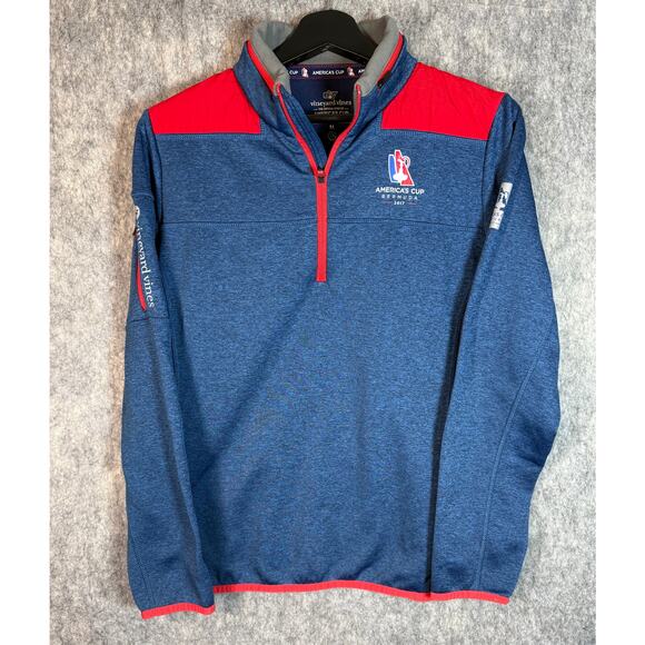 Vineyard Vines Performance Womens 2017 Americas Cup 1/4 Zip Packable Hood - Med - Picture 1 of 10